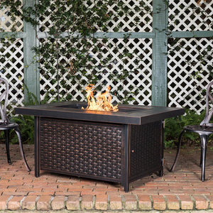 Baker 40" Square Woven Aluminum Convertible Gas Fire Pit Table