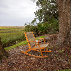 Vega Outdoor Rocking Chair with Beverage Holder