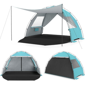 Beach Tent Sun Shelter with Canopy Pop-Up Easy Setup UPF50+ Sun Protection