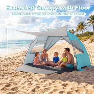 Beach Tent Sun Shelter with Canopy Pop-Up Easy Setup UPF50+ Sun Protection