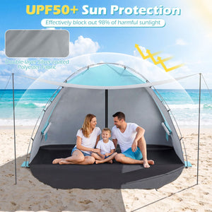 Beach Tent Sun Shelter with Canopy Pop-Up Easy Setup UPF50+ Sun Protection