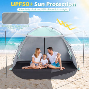 Beach Tent Sun Shelter with Canopy Pop-Up Easy Setup UPF50+ Sun Protection