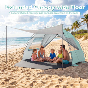 Beach Tent Sun Shelter with Canopy Pop-Up Easy Setup UPF50+ Sun Protection