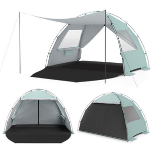 Beach Tent Sun Shelter with Canopy with Extended Floor and Vent Windows