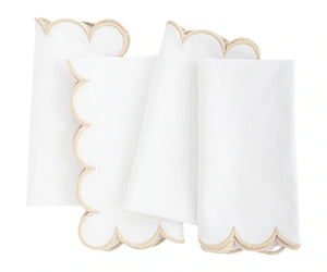 Beige Scalloped Edge Napkins - LongWave