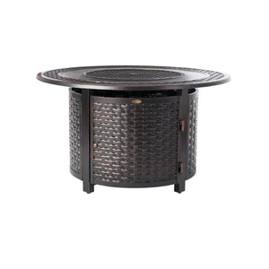 Bellante 44" Round Woven Aluminum Convertible Gas Fire Pit Table