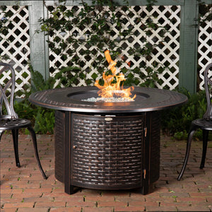 Bellante 44" Round Woven Aluminum Convertible Gas Fire Pit Table