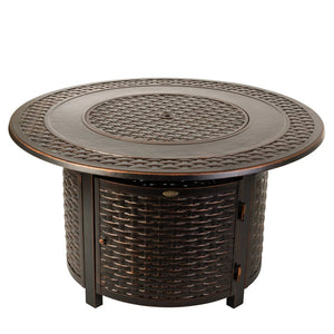 Bellante 44" Round Woven Aluminum Convertible Gas Fire Pit Table