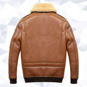 Men’s Aviator Camel Brown A2 Fur Shearling Leather Bomber Jacket