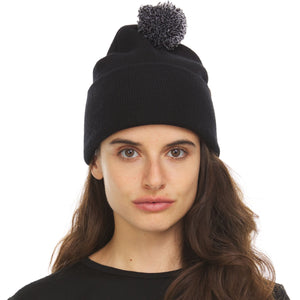 Midweight Merino Wool Knit Pom Beanie | 100% Merino Wool
