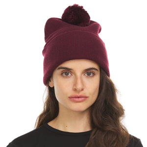Midweight Merino Wool Knit Pom Beanie | 100% Merino Wool