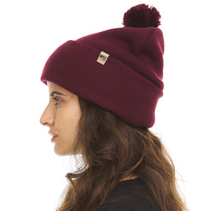 Midweight Merino Wool Knit Pom Beanie | 100% Merino Wool