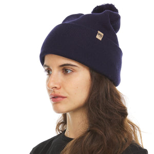 Midweight Merino Wool Knit Pom Beanie | 100% Merino Wool