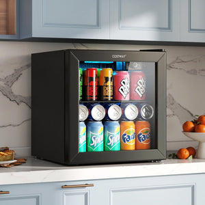 Beverage Refrigerator Cooler 1.3 Cu. Ft. 12 Bottles 55 Cans Mini Fridge-Black