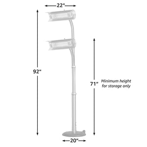 Black Powder Coated Steel Telescoping Offset Pole Mounted Infrared Patio Heater