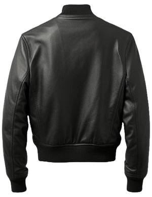 Black Bomber Leather Jacket Men – Black Leather Jacket