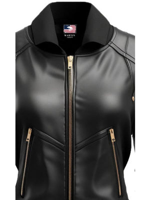 Black Leather Jacket Bomber Style