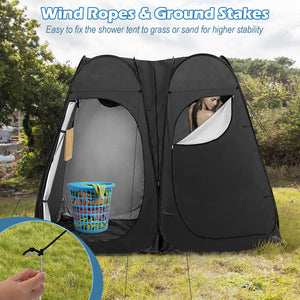 Oversized Pop Up Shower Tent with Window Floor and Storage Pocket