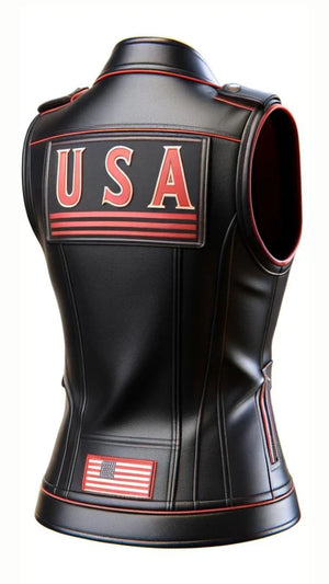 USA Print Leather Vest for Women