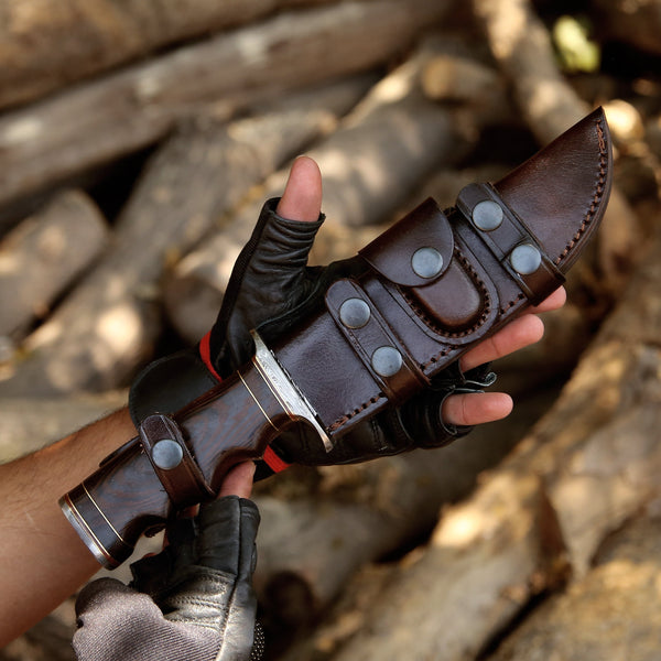 Thunderstrike Damascus Bowie Knife with Exotic Wenge Wood Handle