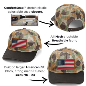 All Mesh Flag Cap Vintage WW2 Camo Wax Cloth Visor - TRAPSKI