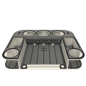 Docktail Butler Boat Table with Adjustable Rod Holder Mount