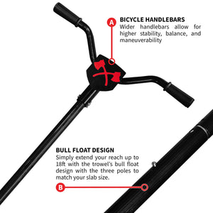 30" Portable Honda Concrete Power Trowel with 18ft Bull Float Handle GX35