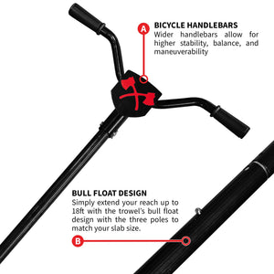30" Portable Concrete Power Trowel with 18ft Bull Float Handle 37cc Engine - TRAPSKI