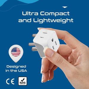 India Travel Adapter - Type D - Ultra Compact (CT-10, 3 Pack) - TRAPSKI