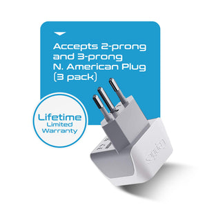 Brazil Travel Adapter - Type N - Ultra Compact (CT-11C, 3 Pack) - TRAPSKI