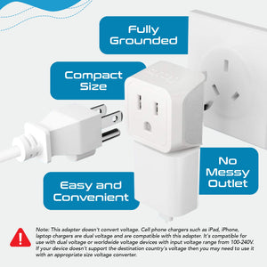 Australia, China Travel Adapter - Type I - Ultra Compact (CT-16, 3 Pack) - TRAPSKI
