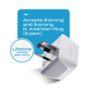 Australia, China Travel Adapter - Type I - Ultra Compact (CT-16, 3 Pack) - TRAPSKI