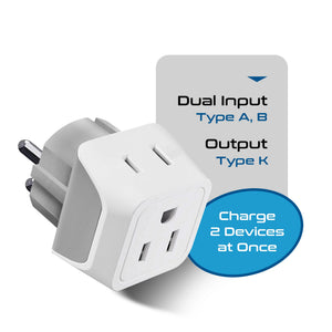 Denmark Travel Adapter - Type K - Ultra Compact (CT-20 ,3 PACK) - TRAPSKI