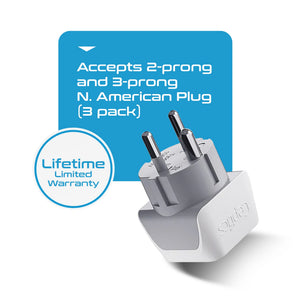 Denmark Travel Adapter - Type K - Ultra Compact (CT-20 ,3 PACK) - TRAPSKI