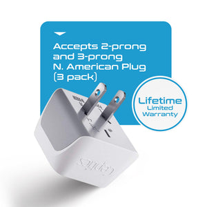 Japan, Philippines Travel Adapter - Type A - Ultra Compact (CT-6, 3 Pack) - TRAPSKI