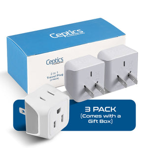 Japan, Philippines Travel Adapter - Type A - Ultra Compact (CT-6, 3 Pack) - TRAPSKI