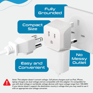 UK, England Travel Adapter - Type G - Ultra Compact (CT-7, 3 Pack) - TRAPSKI