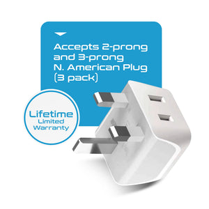 UK, England Travel Adapter - Type G - Ultra Compact (CT-7, 3 Pack) - TRAPSKI