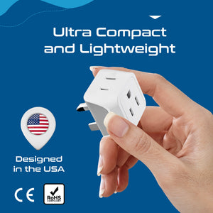 UK, England Travel Adapter - Type G - Ultra Compact (CT-7, 3 Pack) - TRAPSKI