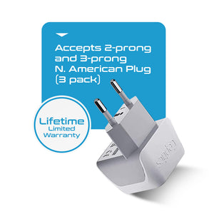 European Travel Adapter - Type C - Ultra Compact (CT-9C, 3 Pack) - TRAPSKI