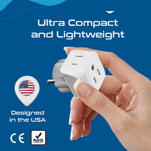 Europe (Schuko) Travel Adapter - Type E/F - Ultra Compact (CT-9, 3 Pack) - TRAPSKI