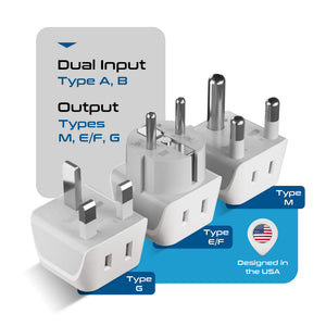 African Travel Adapter Set - Type M, G, E/F - 3pcs (CT-AF-SET) - TRAPSKI