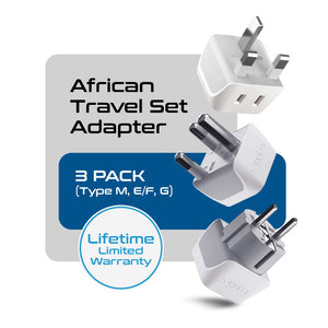 African Travel Adapter Set - Type M, G, E/F - 3pcs (CT-AF-SET) - TRAPSKI
