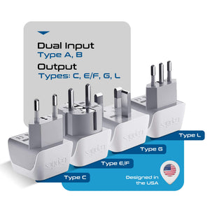 European Travel Adapter Set - Type C, E/F, G, L - 4pcs (CT-EU-4SET) - TRAPSKI