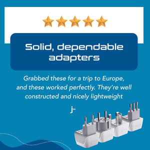 European Travel Adapter Set - Type C, E/F, G, L - 4pcs (CT-EU-4SET) - TRAPSKI