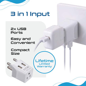 South Africa Travel Adapter - Type M - Dual USB (CTU-10L) - TRAPSKI