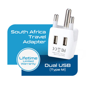 South Africa Travel Adapter - Type M - Dual USB (CTU-10L) - TRAPSKI