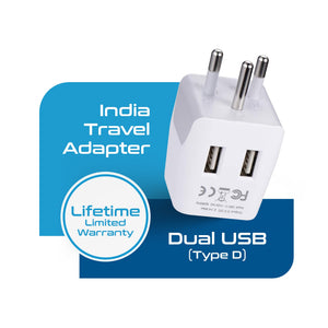 India Travel Adapter - Type D - Dual USB (CTU-10) - TRAPSKI