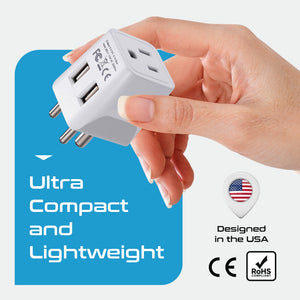 India Travel Adapter - Type D - Dual USB (CTU-10) - TRAPSKI