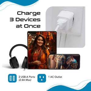 India Travel Adapter Plug Combo - Type C, D | Dual USB - Indian Combo (CTU-9C-10)